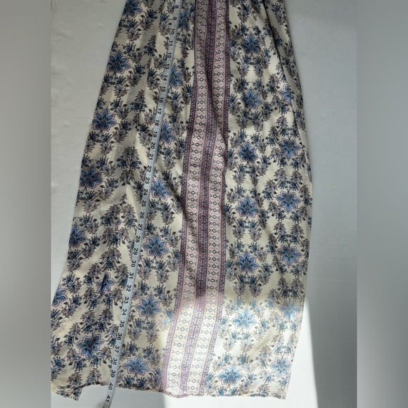 Lily Rose color block mixed textile maxi dress cream floral belt size small - Picture 7 of 16